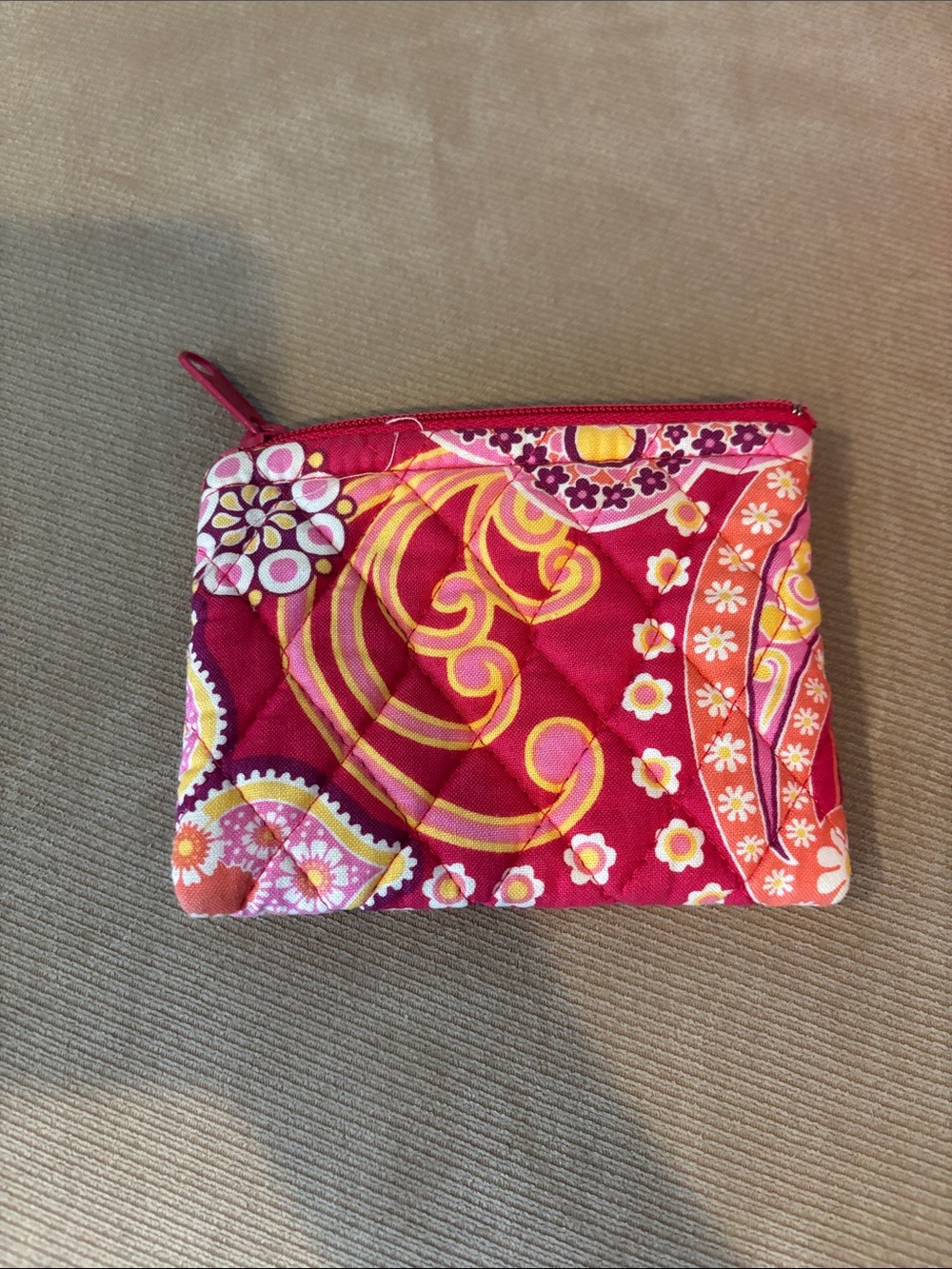 Vera Bradley Pink Floral Quilted Zip Pouch - Picture 2 of 4
